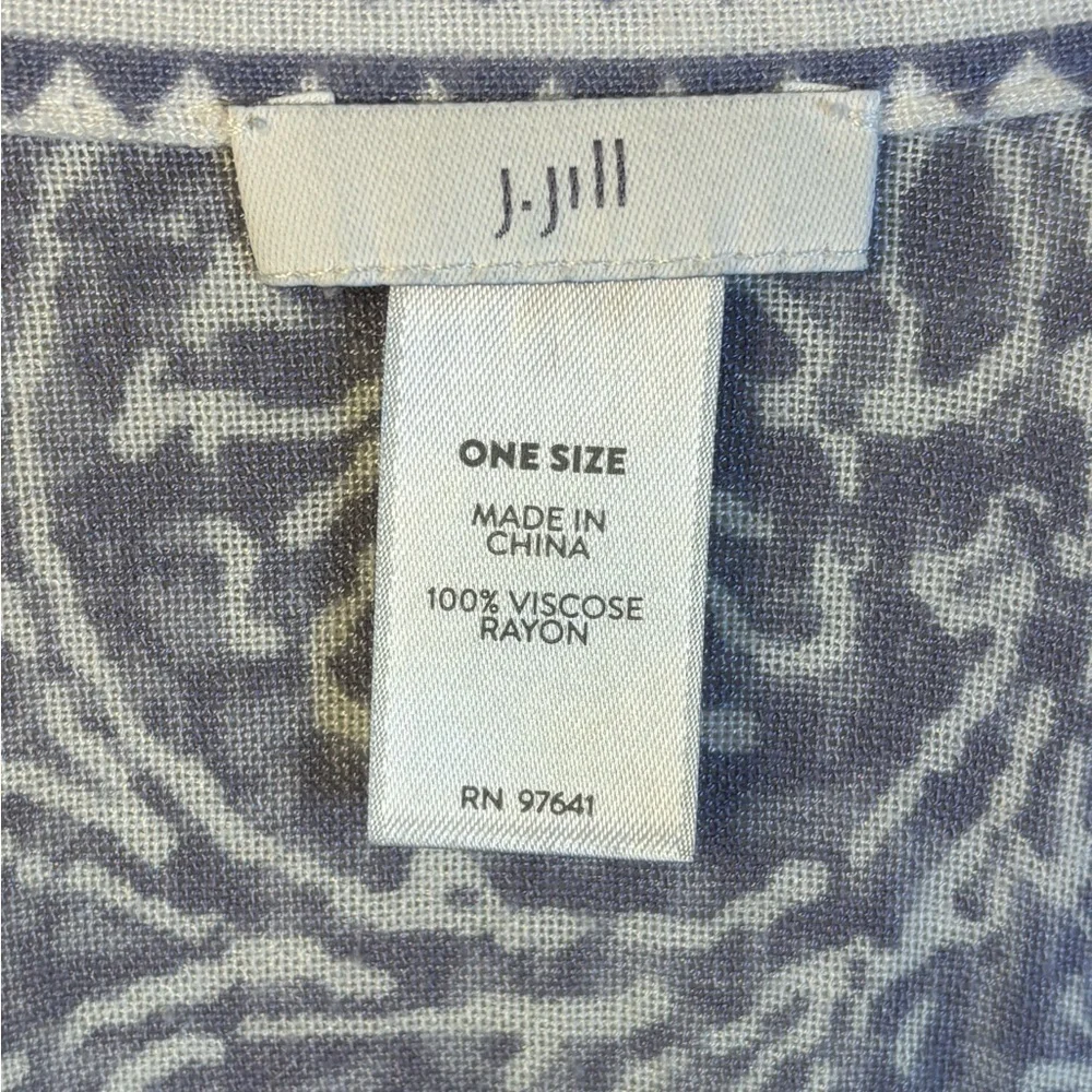 J.Jill Blue and White Aztec/Floral Paisley Kimono One Size - Picture 3 of 3